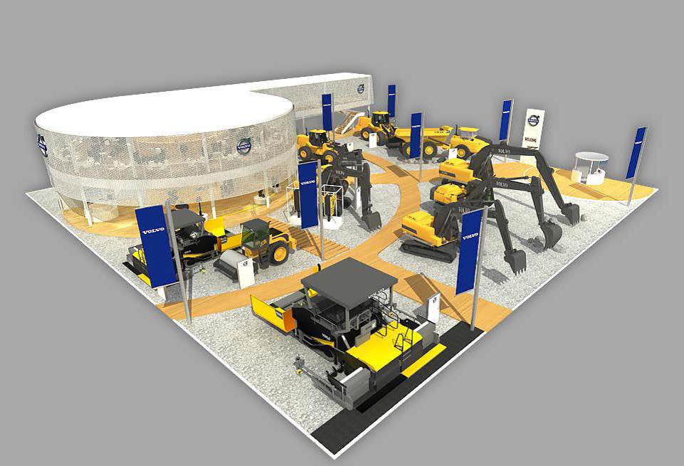 The layout of the Volvo Construction Equipment/Volvo Penta stand at bauma China bauma China 2014 Preview Volvo CE/Volvo Penta stand