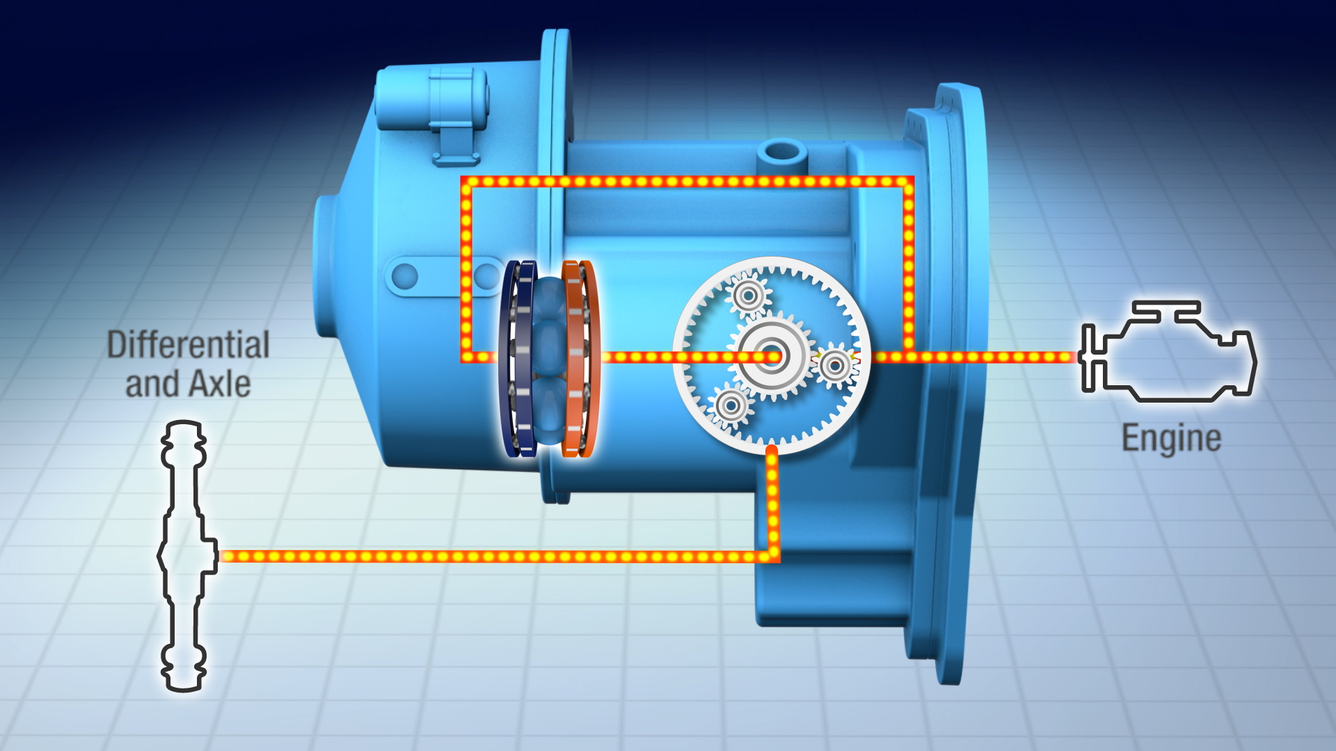 A schematic drawing of Dana’s VariGlide technology Dana’s VariGlide transmission technology