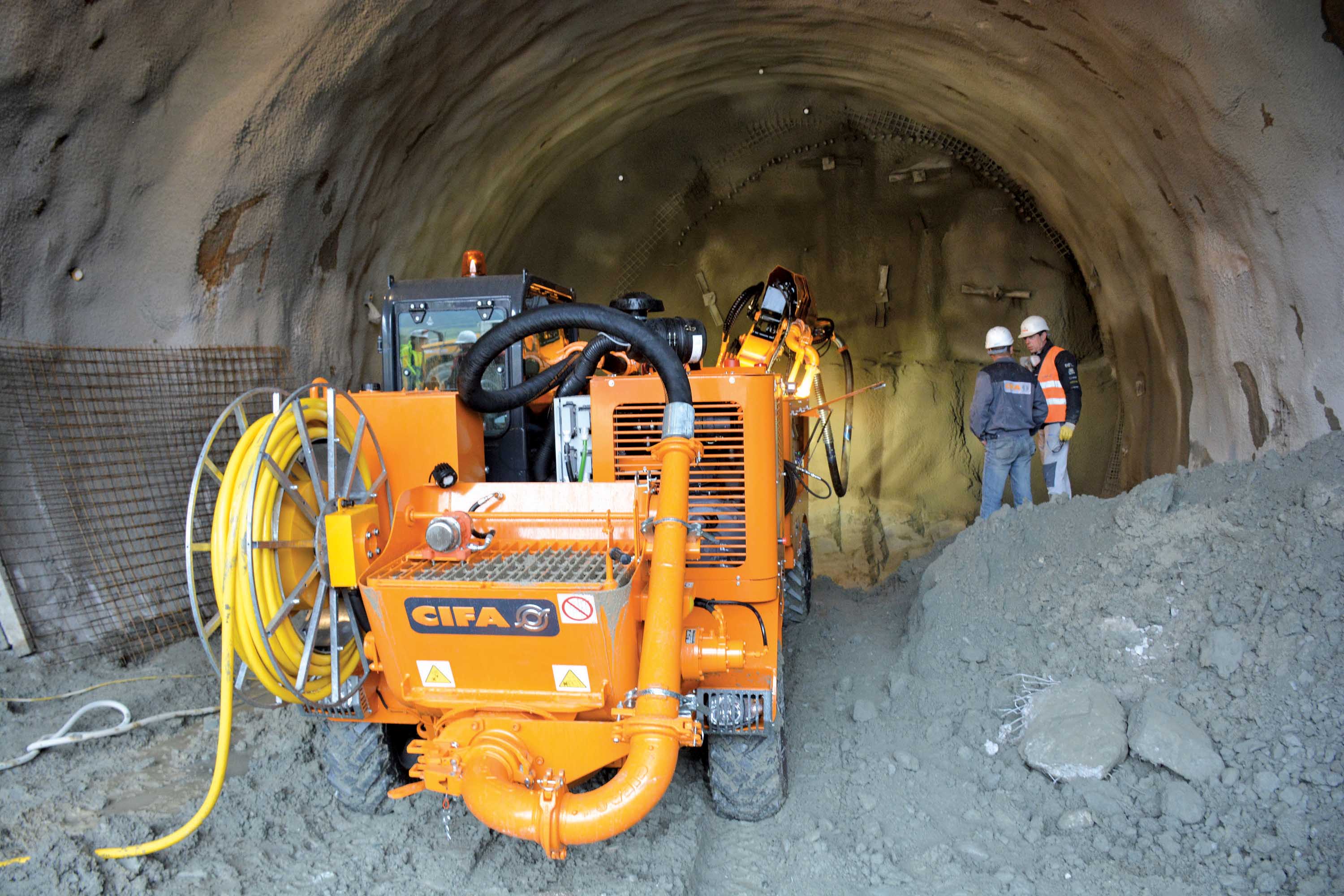 All-wheel-drive allows the CIFA shotcrete equipment to traverse tough terrian CIFA shotcrete equipment