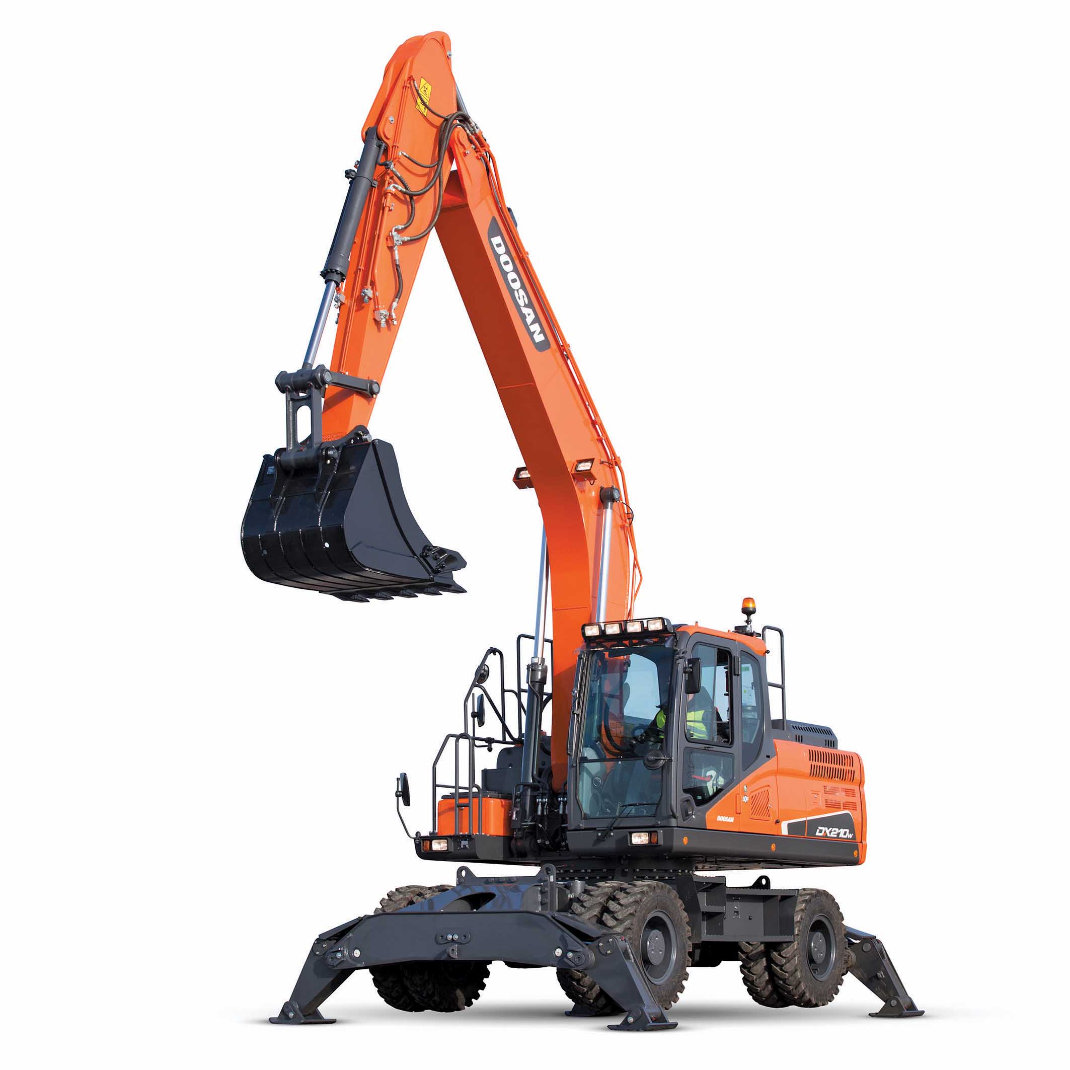 Doosan Equipment is offering an improved wheeled excavator model Doosan Equipment DX210W-5 wheeled excavator