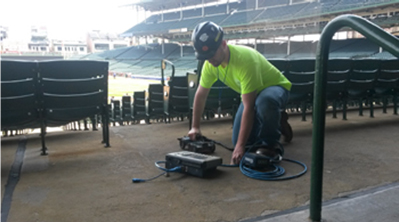 Figure 1 - GPR used to evaluate concrete slab. Photo courtesy of Hard Rock Technologies Figure 1 - GPR used to evaluate concrete slab