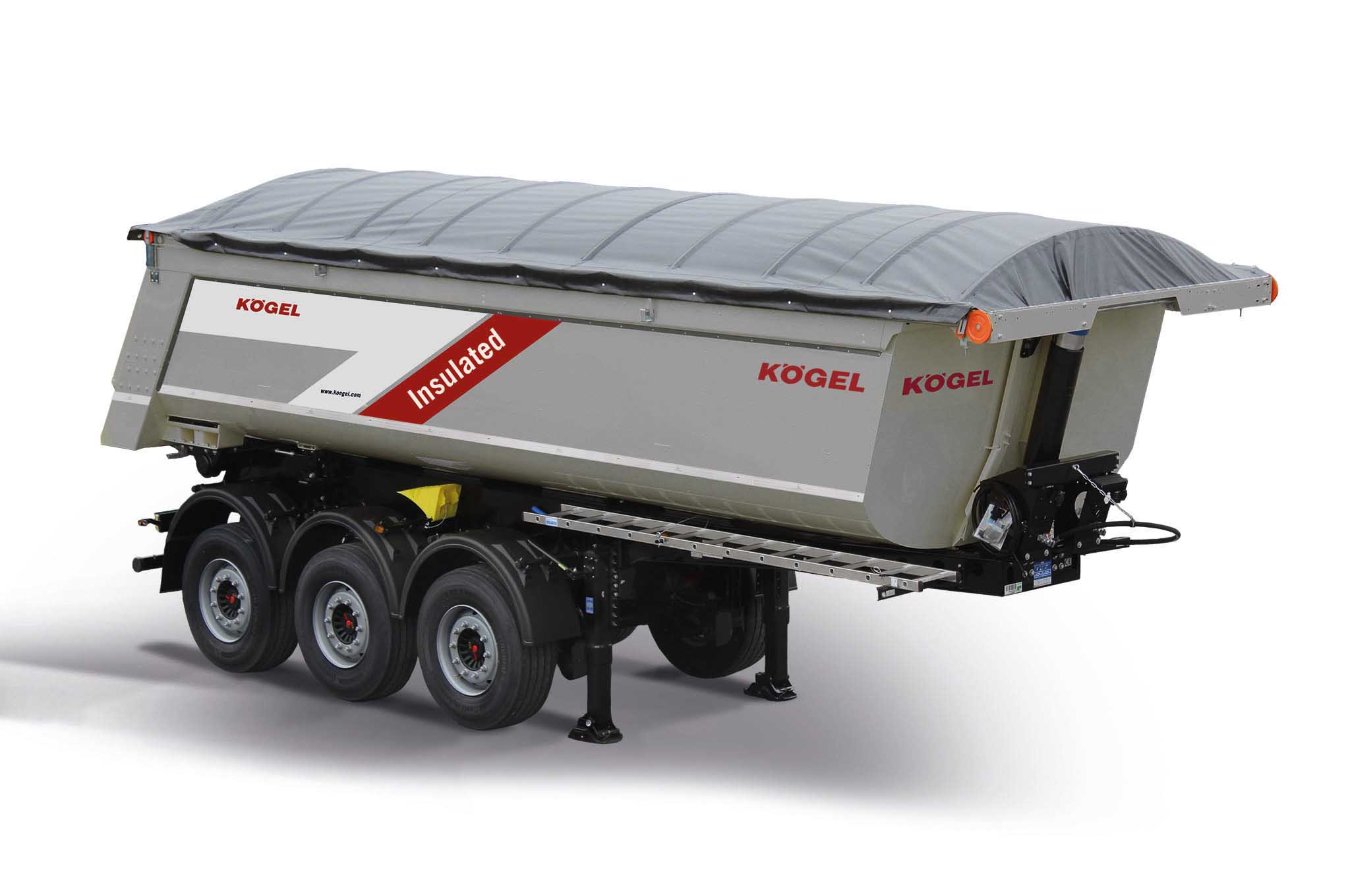 The Kögel tipping trailer is fully insulated and well-suited to supplying material for road paving jobs Kögel tipping trailer