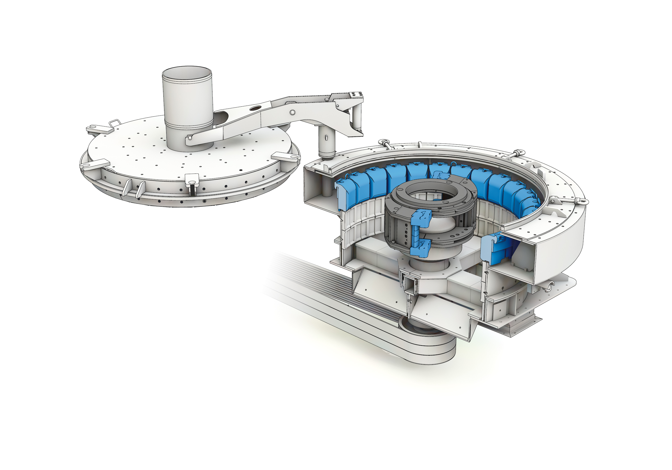 Material supplied to the RSMX from above is thrown against the impact plates by the rotor. (Image copyright: BHS-Sonthofen GmbH) BHS-Sonthofen crusher