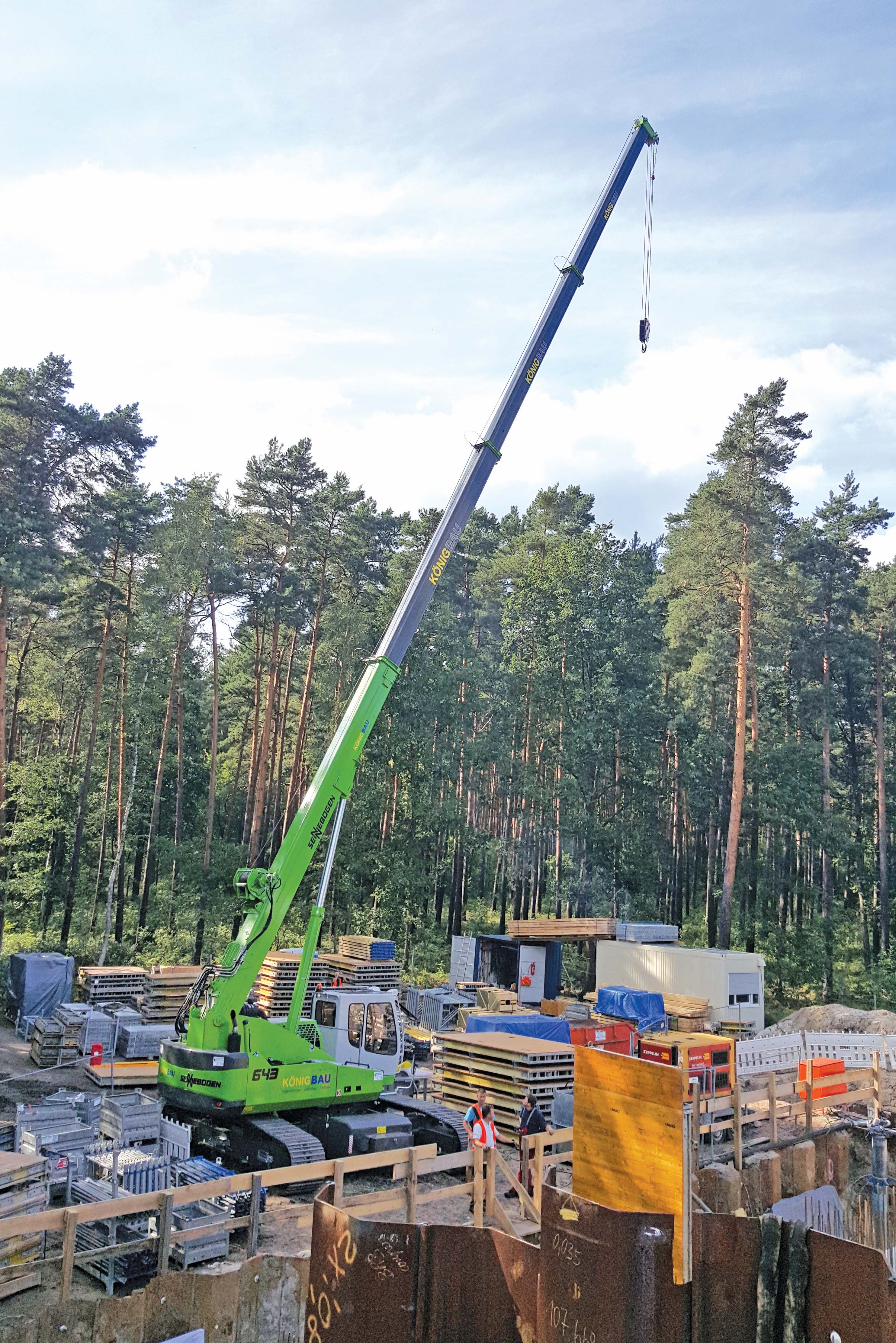The Sennebogen crane proved useful on a bridge project Sennebogen crane