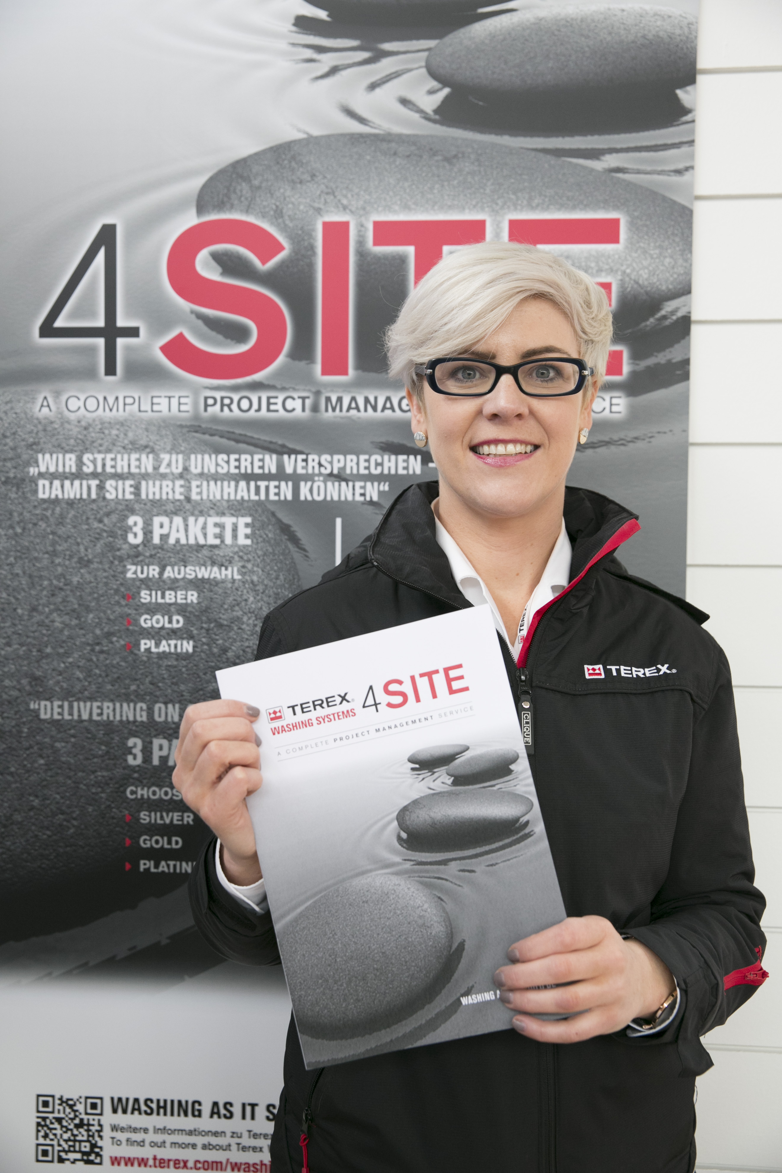 Elaine Donaghy, TWS marketing manager, highlights the 4Site project management service, officially launched at bauma 2016 Terex Washing Systems great 4Site