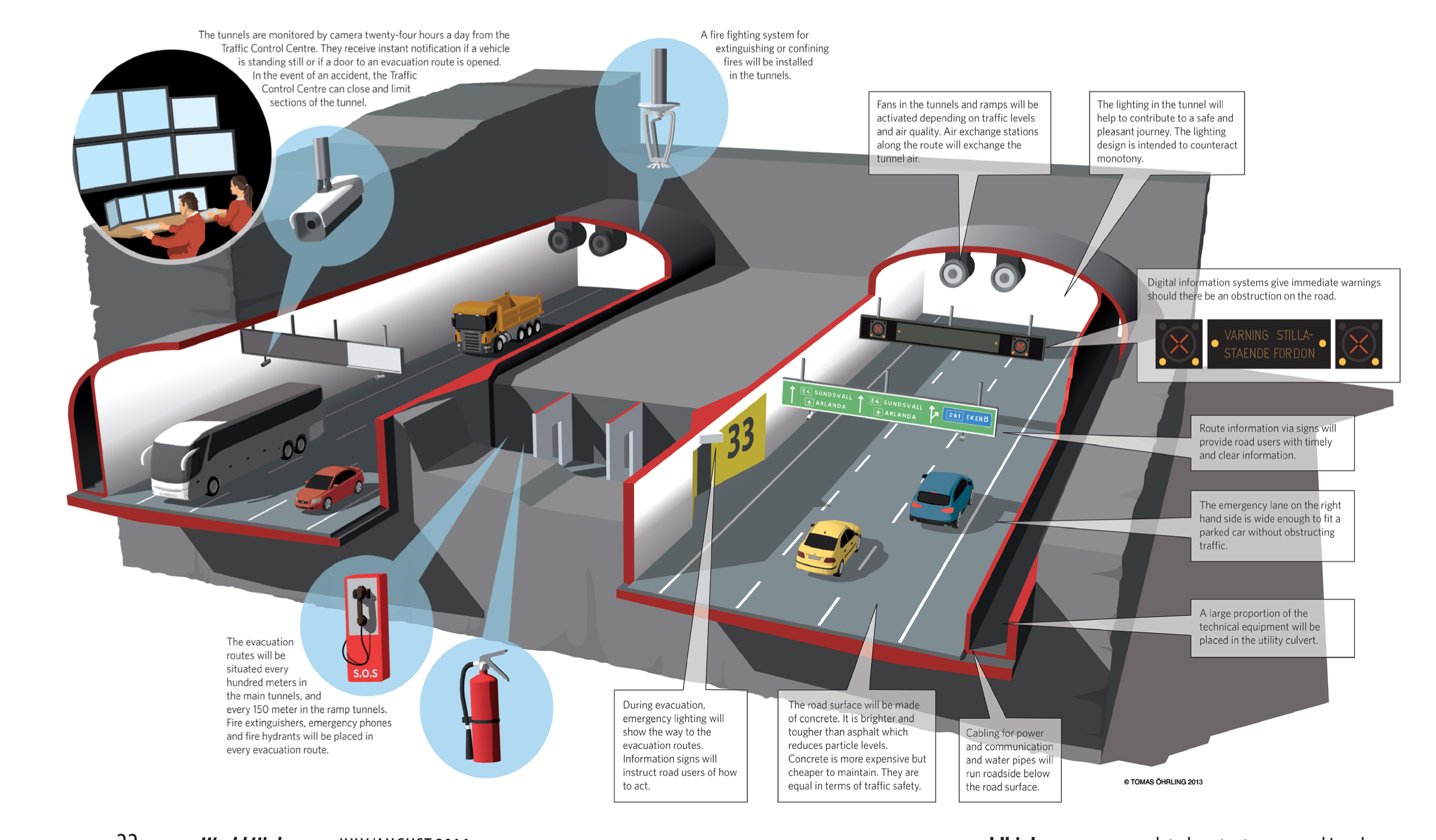 The new tunnel system features a high degree of safety systems Stockholm’s tunnel system