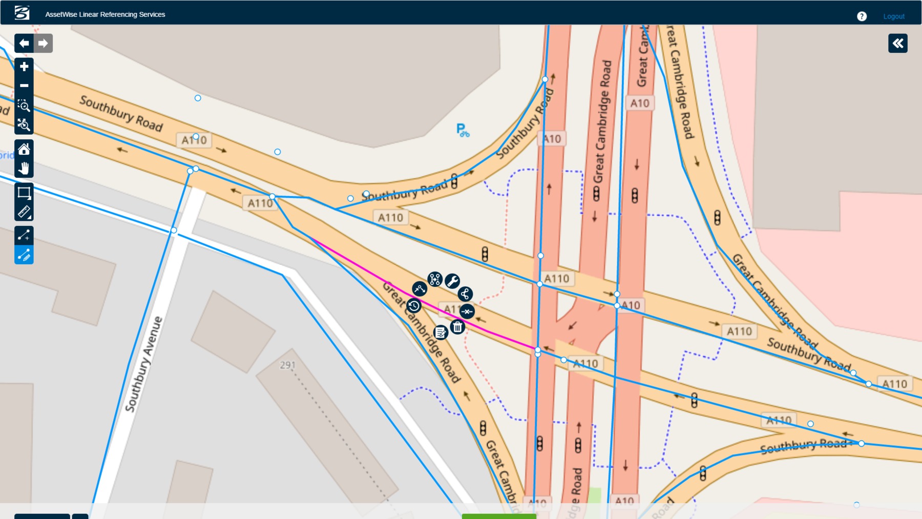 Taking action directly from a map keeps the network ‘in context’ and saves time and effort. Road Construction Software Bentley Press Release action map