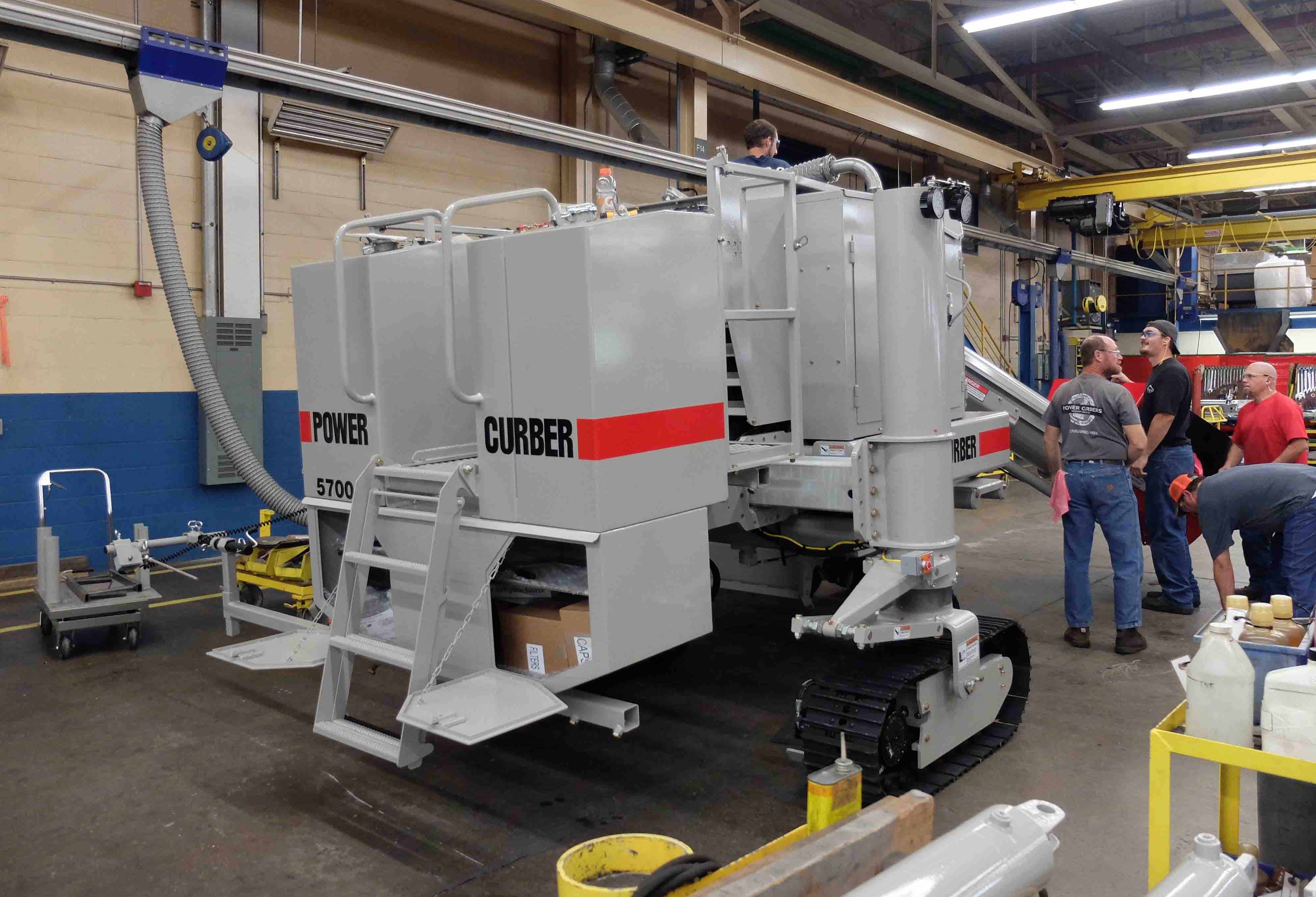 Power Curbers is now benefiting from steady orders for its slipforming machines, with machines rolling out regularly from the plant Power Curbers slipforming machines