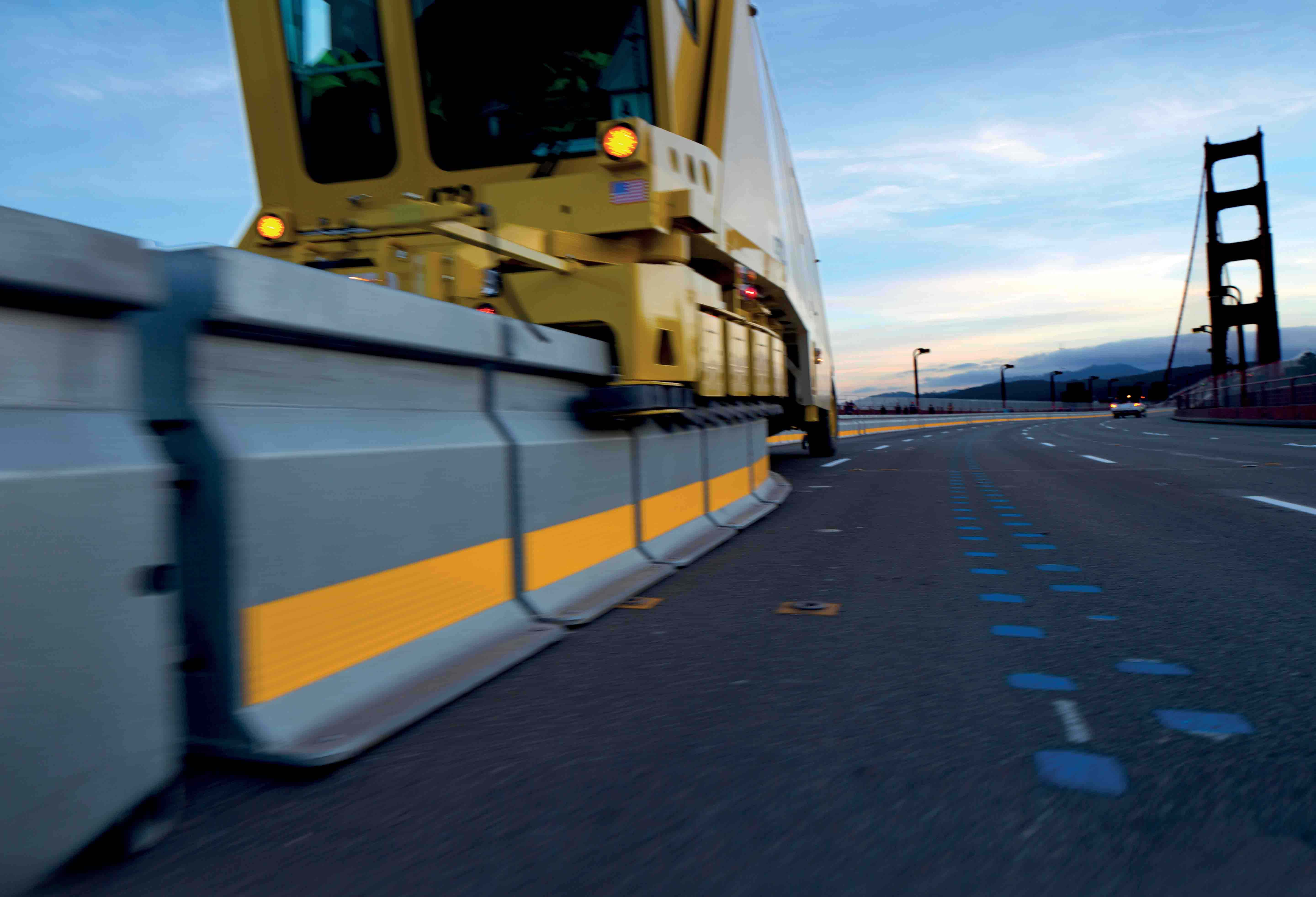 The moveable barrier on the Golden Gate Bridge has won a GRAA award for helping to boost safety moveable barrier on the Golden Gate Bridge