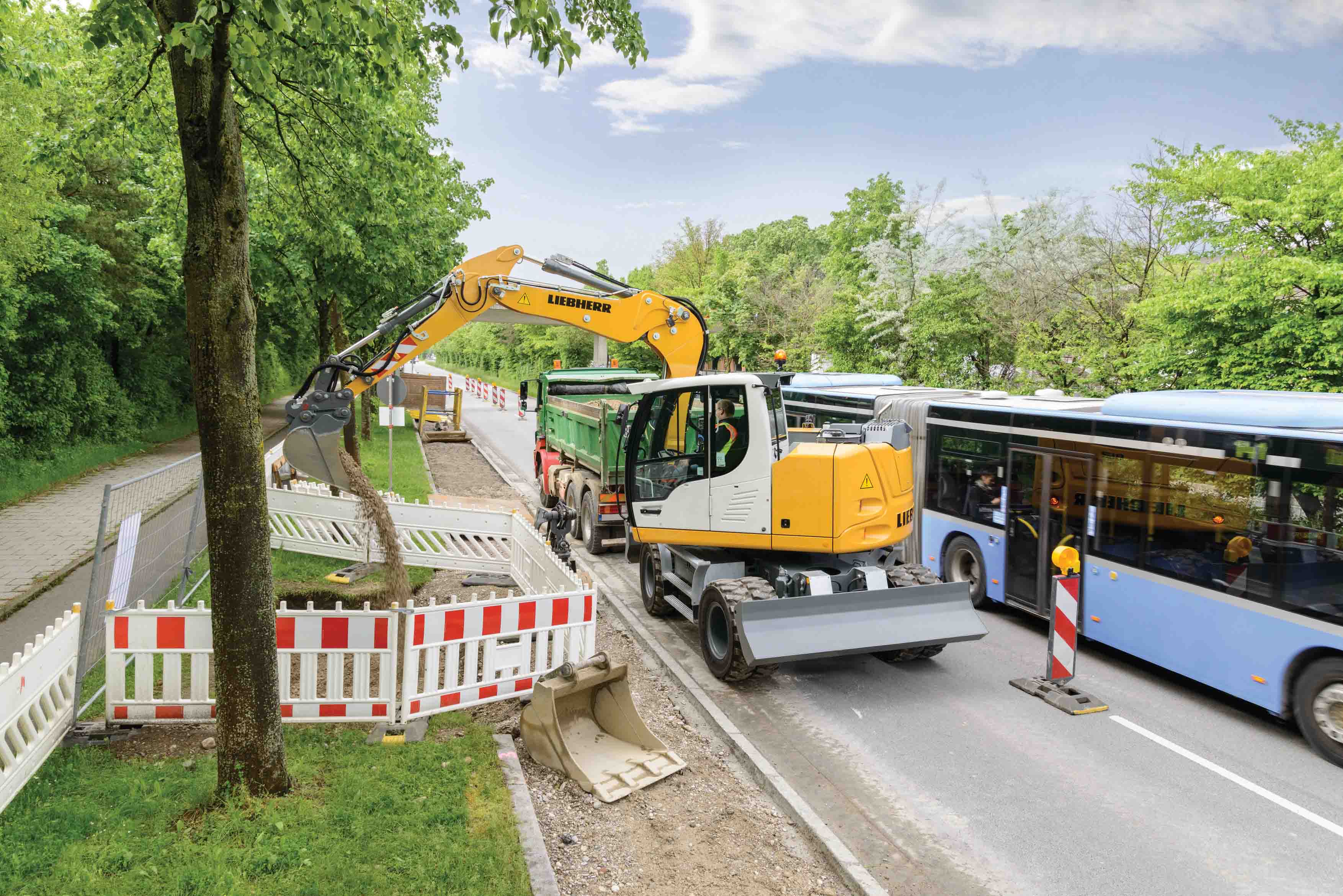 Versatility and productivity are claimed for Liebherr’s new compact excavators Liebherr 910 Compact Litronic wheeled excavator
