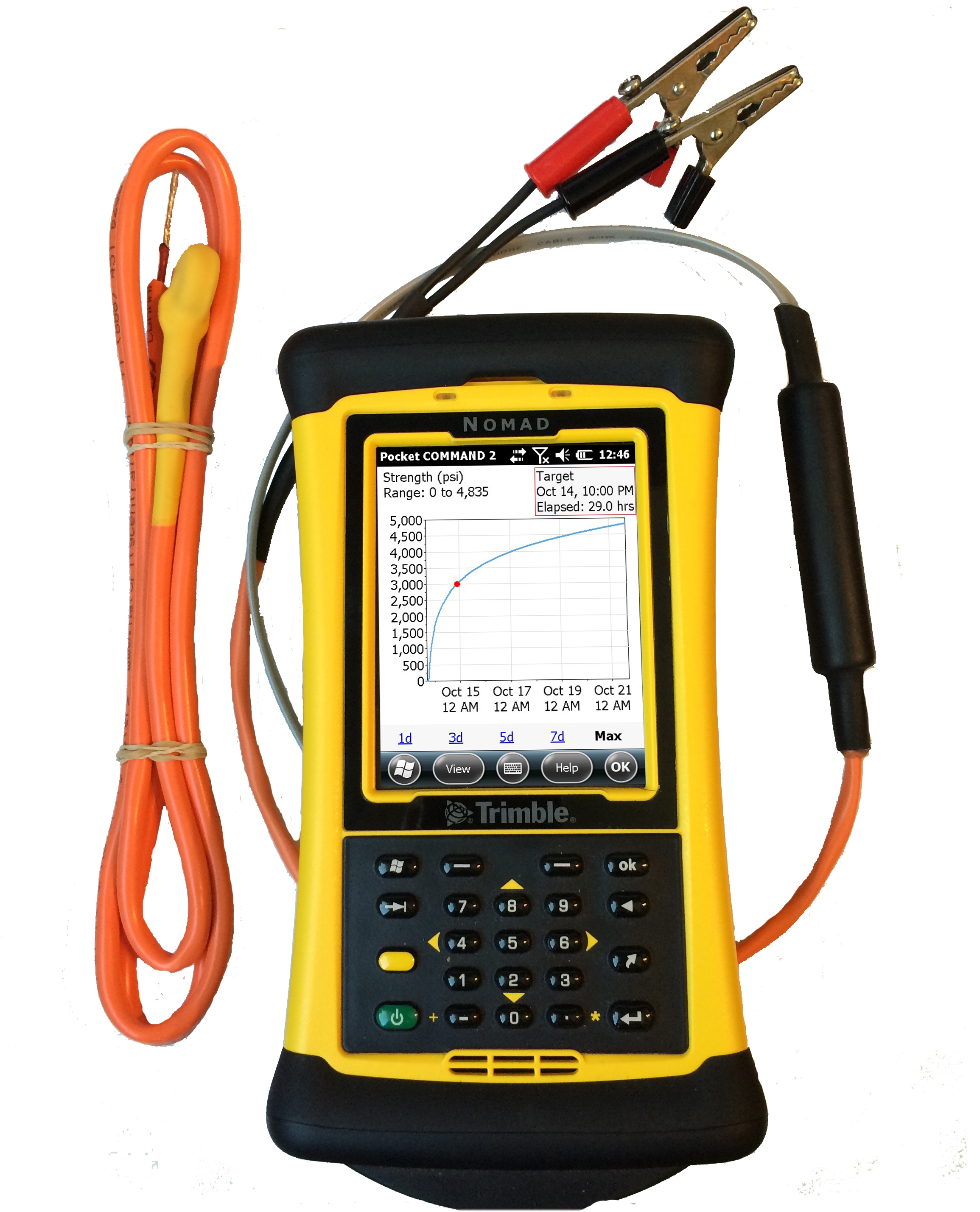 Pocket Command Center readers have been upgraded to Trimble Nomad 1050L devices, which run on a 15-hour continuous-use battery life. Trimble Nomad 1050L devices