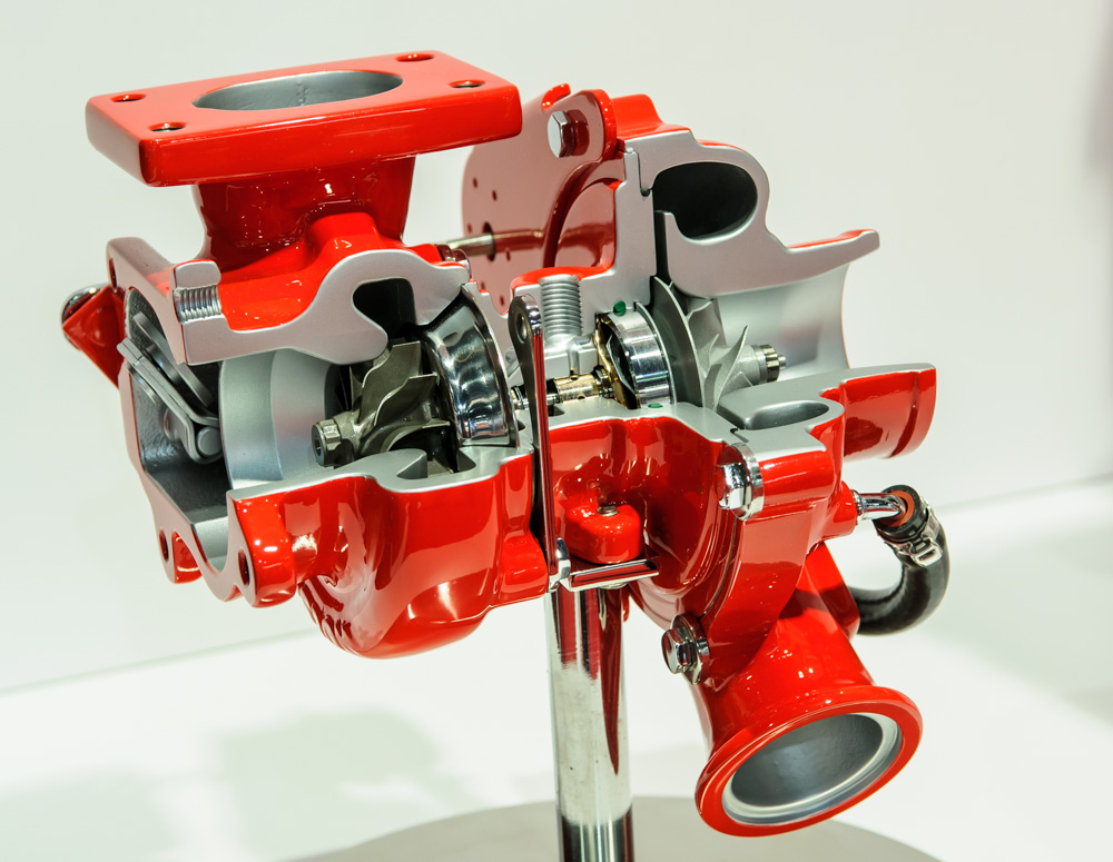 Cummins 100-series turbocharger suits smaller engines. Cummins 100-series turbocharger