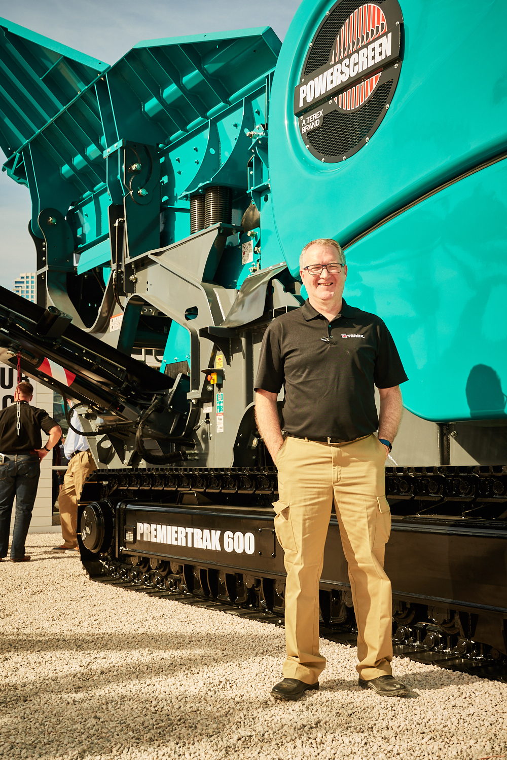 Joe Cassidy, Powerscreen’s product manager, with the Premiertrak 600 jaw crusher Joe Cassidy, Powerscreen