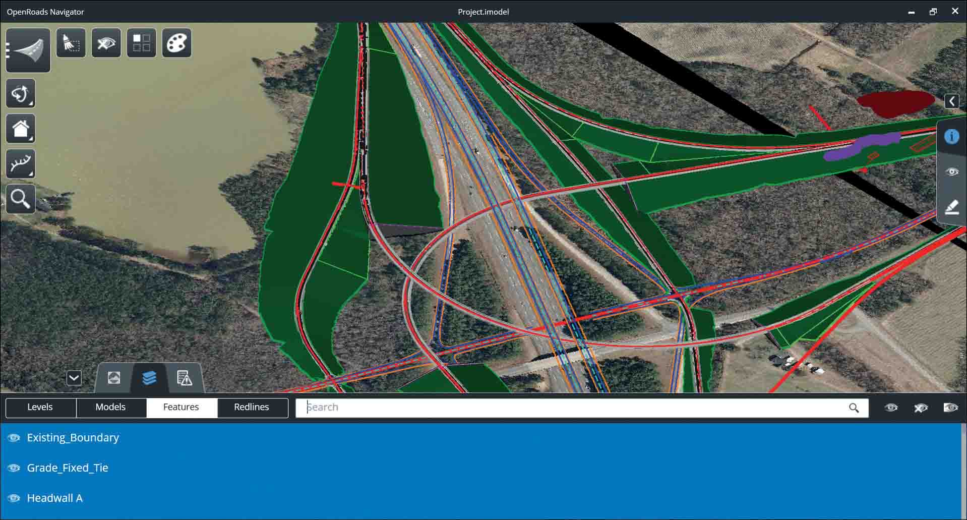 OpenRoads Navigator, project visibility OpenRoads Navigator