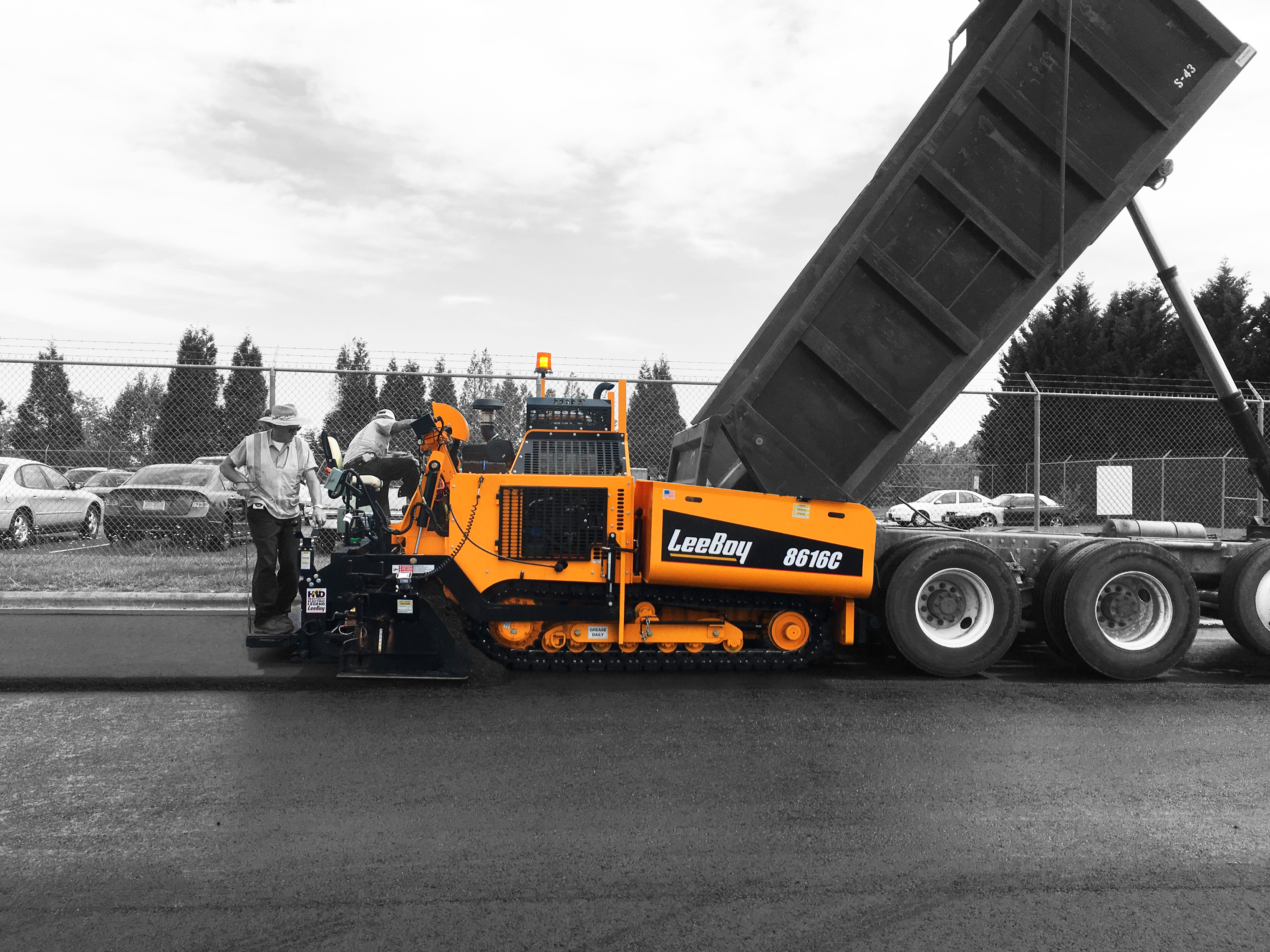 The 8616E is a high-performing model in the LeeBoy paver range Working Black & White