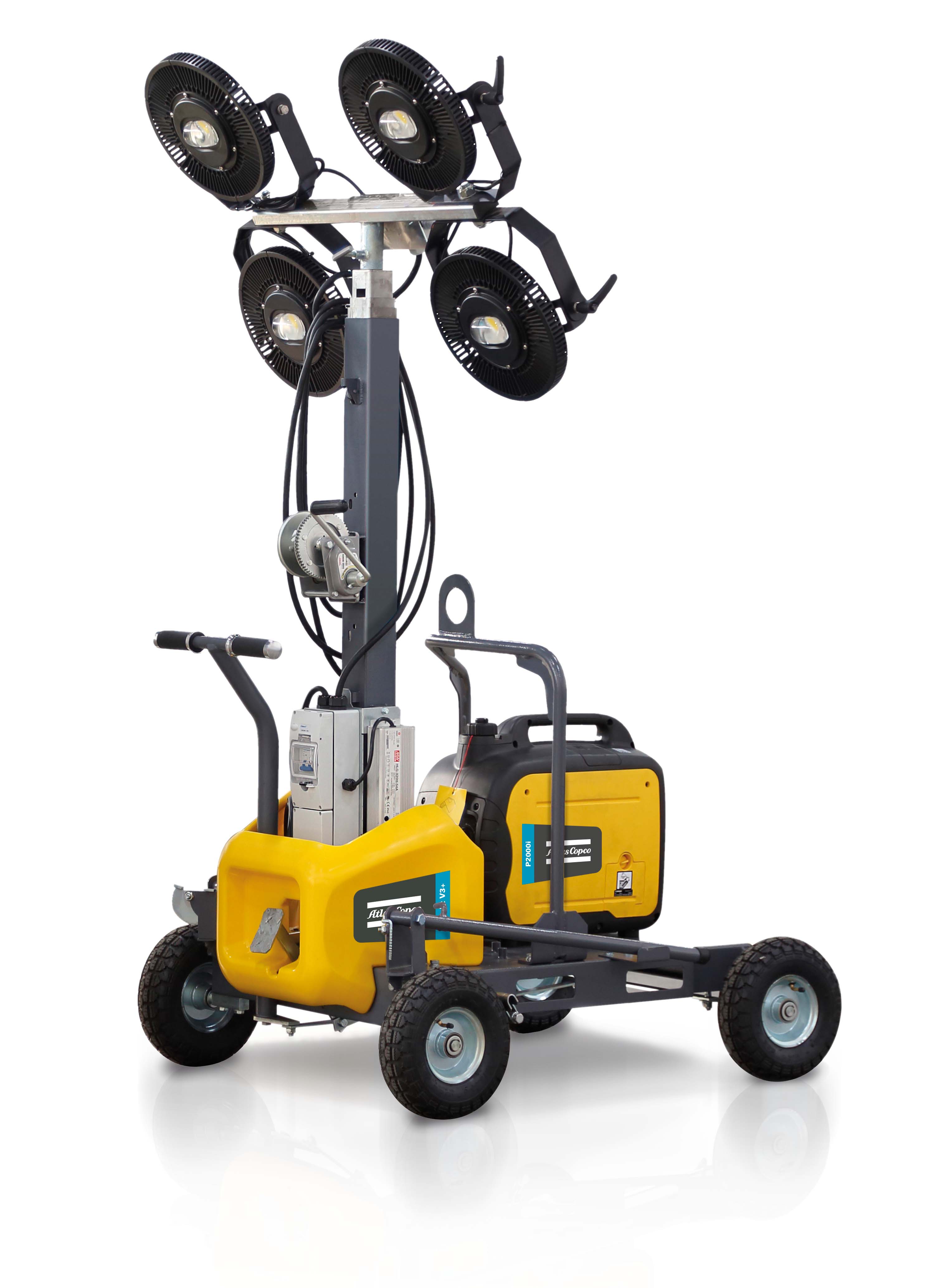 APE9220 - The HiLight V2+ and V3+ are housed on a four-wheel trailer for ease of transportation Atlas Copco HiLight V2+ and V3