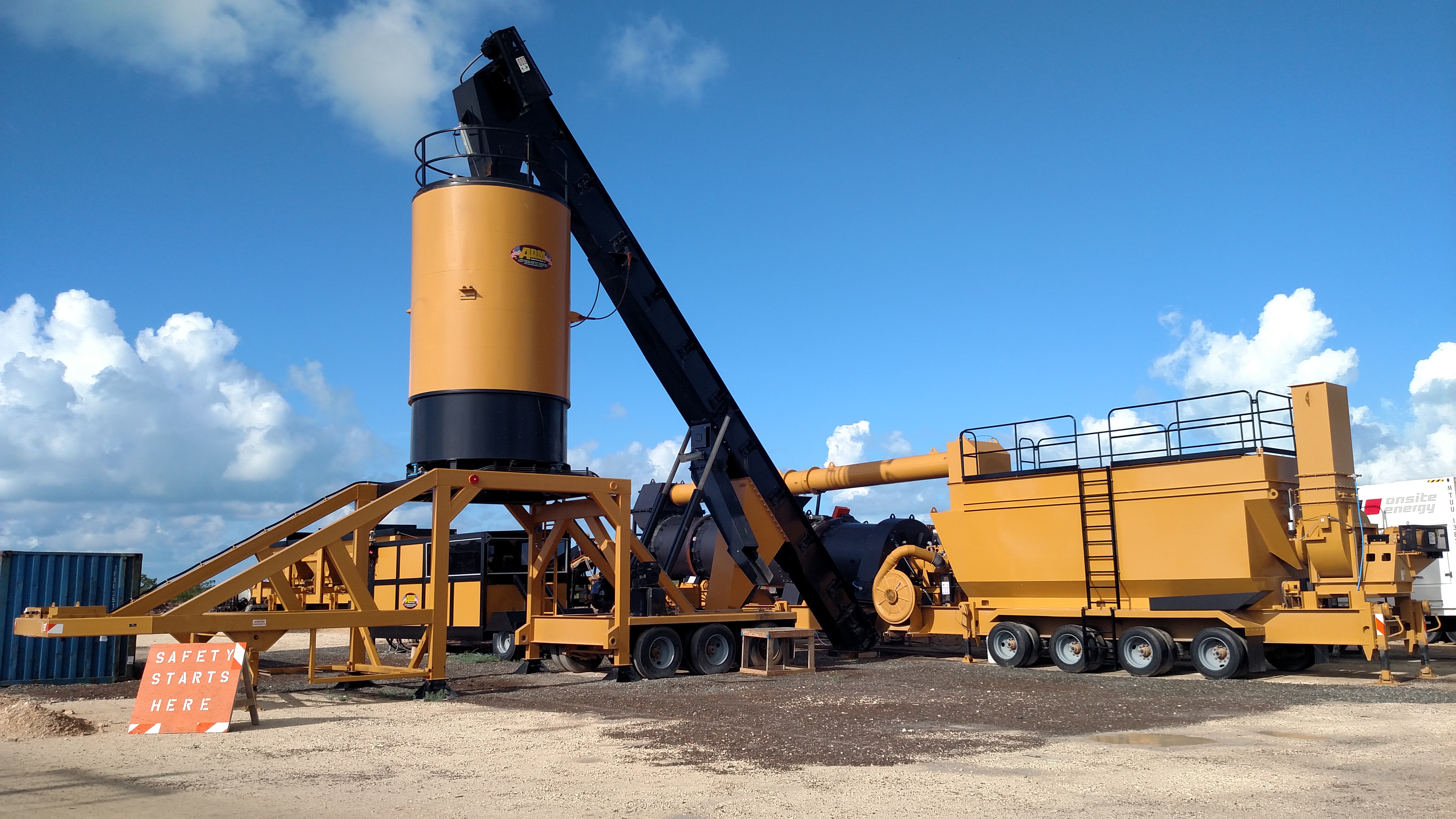 Contractor Herzog Caribbean recently took delivery of a new ADM EX120 asphalt plant to supply material for a runway overhaul on South Caicos Island in the Turks & Caicos Islands - photo courtesy of Asphalt Drum Mixers AsphaltDrumMixers_EX120_1