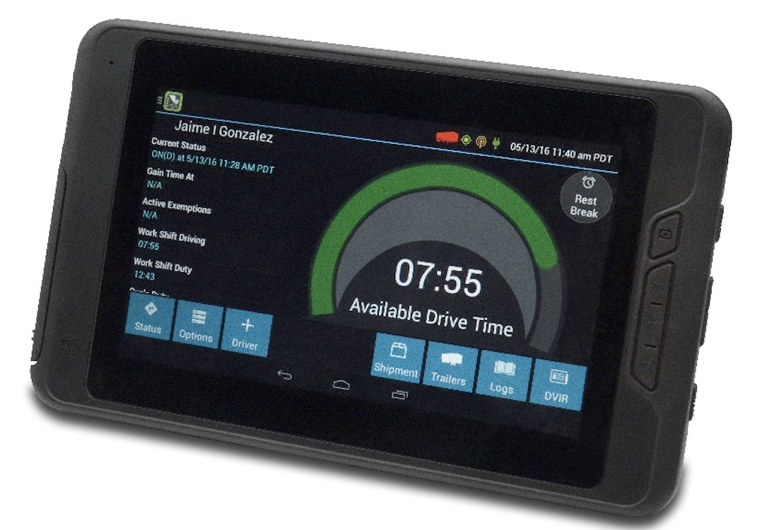 Efficient management of on-highway fleets can be achieved using the latest Trimble package Trimble FSM ELD1.png