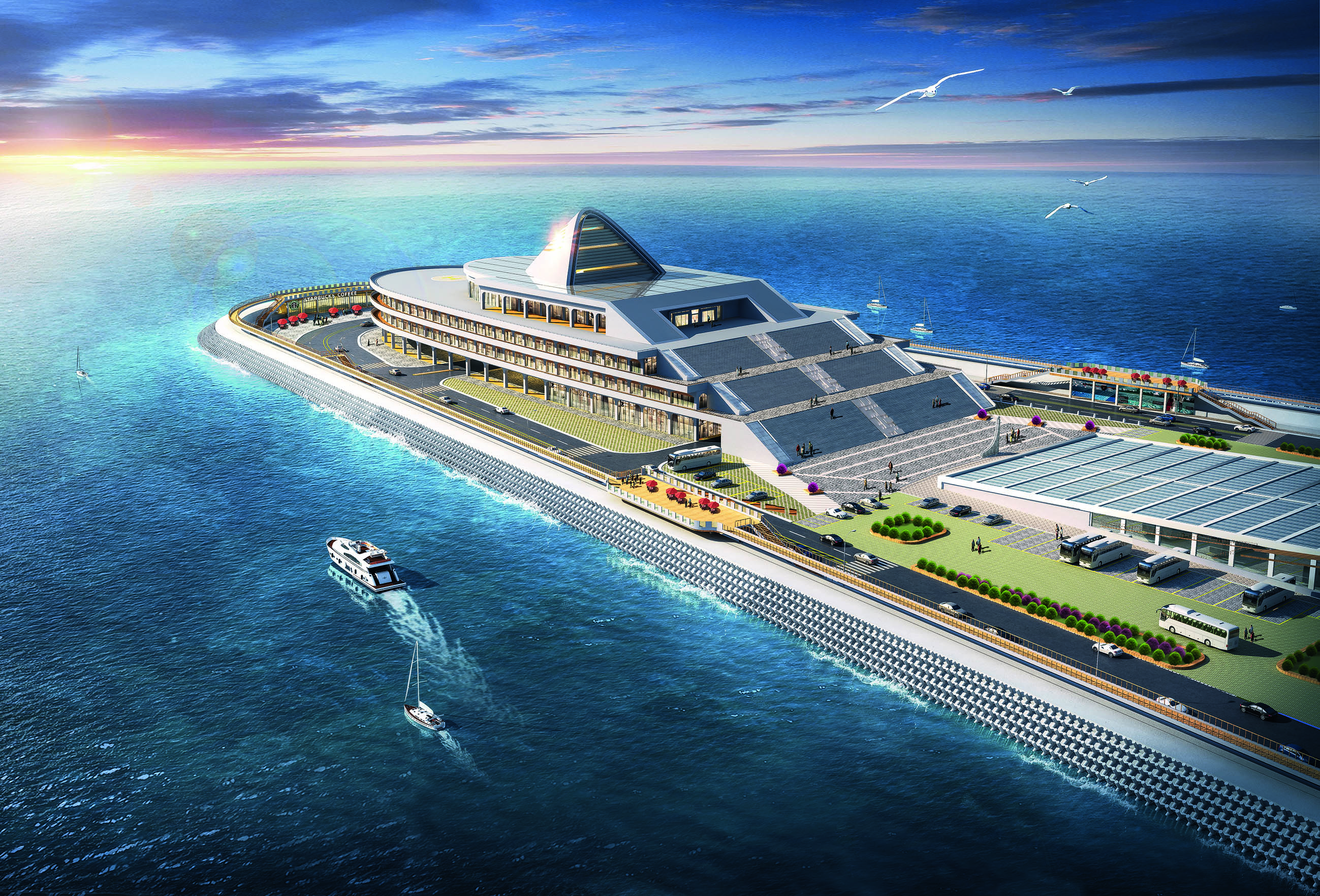 Artificial island: tunnel opening with dividing wall and roof frame (photos Peri) Artificial island with tunnel entrance2.jpg