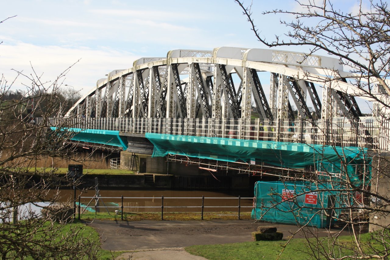 Aggregate Industries Lytag lightweight concrete reduces the dead weight of the Acton Swing Bridge Acton Bridge works wide view from Leigh Arms (2).jpg