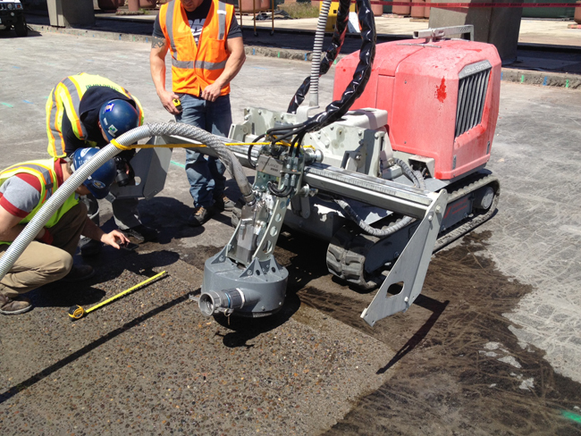The Aquajet Rotolance attachment can be paired with a hydrodemolition robot to remove a thin layer of concrete Aquajet_Rotolance 650.jpg
