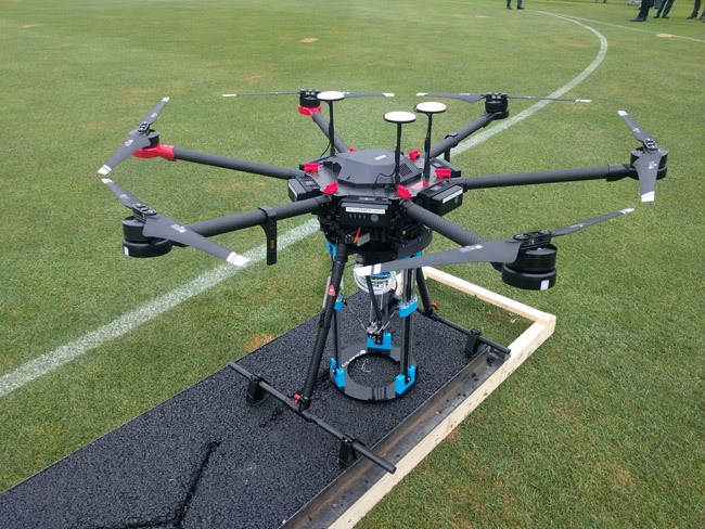 Researchers at University College London created the world’s first 3D printer, while colleagues at Leeds University have developed a prototype drone which would transport it to repair locations Bitumen printing repair drone.jpg