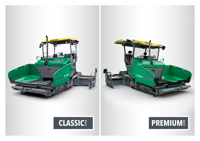 Vögele is now offering its pavers in two classes, Classic (left) and Premium (right), with different technology levels Voegele_10_01_18_Classic_Premium_Line.jpg