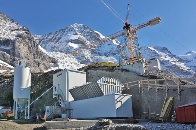 High performance: Liebherr Compactmix 1.0 produces concrete at 2,340m for one of Europe’s largest aerial cableways Liebherr Compactmix Switzerland650.jpg