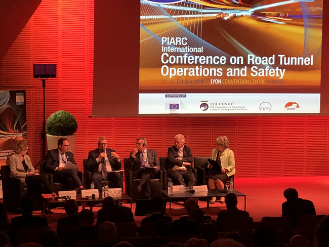 Risk is always present: Sandrine Bernabei Chinzi (far left), head of transport infrastructure at France’s Ministry of Ecology, during a panel debate PIARC - PIC 1b.jpg