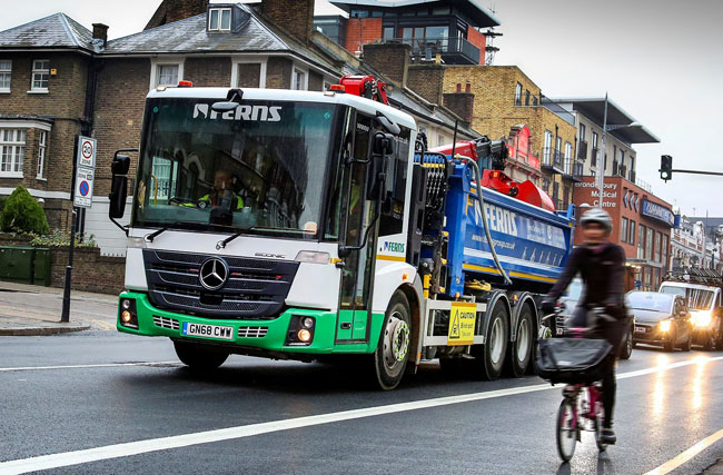 Eyeballing it: drivers of a Mercedes-Benz Econic can make direct eye contact with cyclists, motorcyclists and pedestrians MB Econic Truck - better visibility.jpg