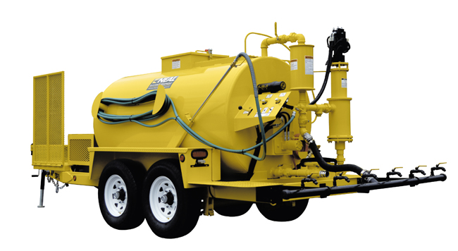 Sealcoating machines with piston pumps, like the 750 HDP Sealcoating Trailer System from the Neal Manufacturing division of Blastcrete Equipment LLC, must only be rinsed once a year before long-term storage, saving time and money. Neal Manufacturing - 750 Gallon.jpg