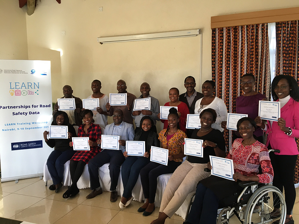 IRF and the Global Alliance of Road Safety NGOs have hosted the first training of the LEARN project in Nairobi, Kenya with representatives from national governments, NGOs, the private sector, and academia taking part in a two-day training workshop IRF and the Global Alliance of Road Safety NGOs