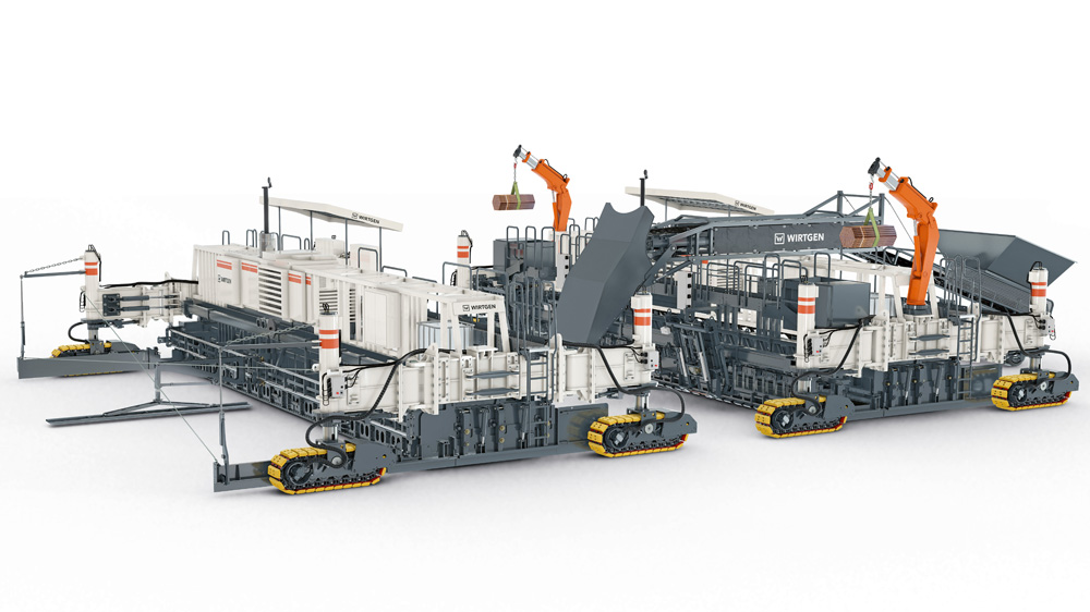 Wirtgen’s SP 154i slipformer is designed for dual layer concrete paving, such as for airport works Wirtgen’s SP 154i slipformer is designed for dual layer concrete paving, such as for airport works