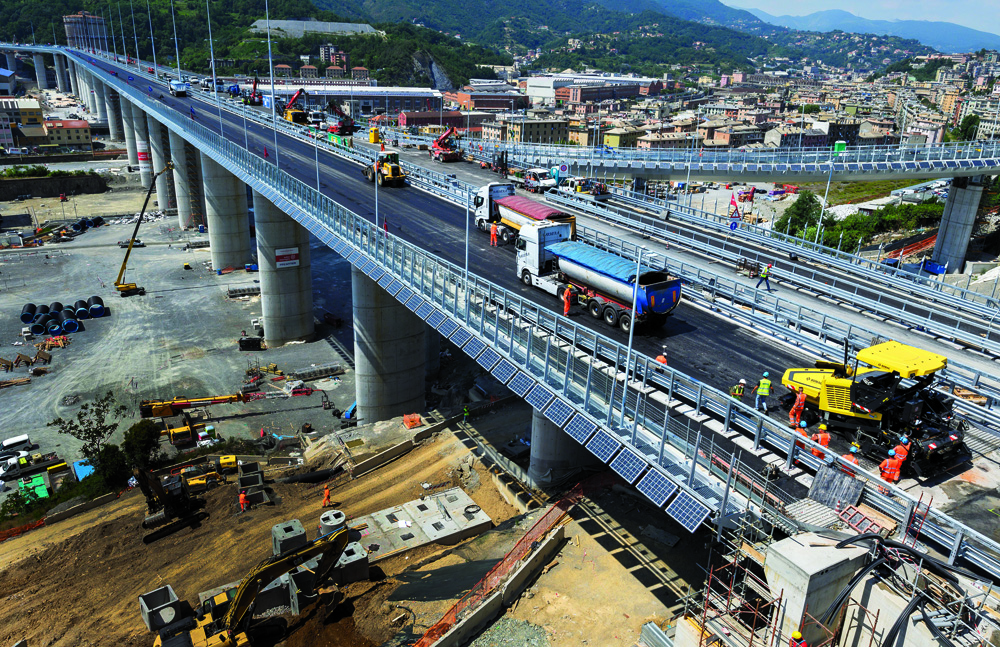 GiPave, graphene-enhanced asphalt, was used for the binder and wearing courses on the new 1,067m-long San Giorgio bridge in Genoa, Italy in July 2020 GiPave, graphene-enhanced asphalt, was used for the binder and wearing courses on the new 1,067m-long San Giorgio bridge in Genoa, Italy in July 2020