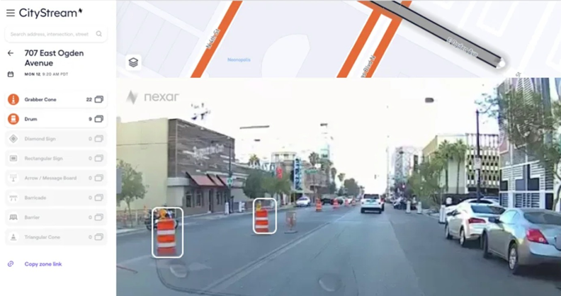Nexar’s CityStream licence allows users to know how many work zones there are at any given time (image courtesy Nexar)