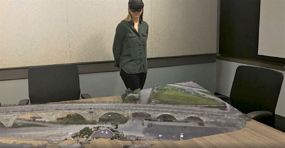 Viewing Stone Bridge With HoloLens | Photo Credit: Bentley Systems Viewing Stone Bridge With HoloLens | Photo Credit: Bentley Systems