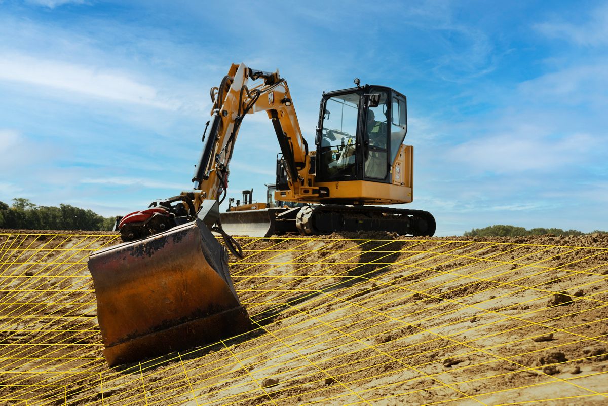Caterpillar’s 6-10tonne machines can be fitted with Trimble machine control tools Caterpillar’s 6-10tonne machines can be fitted with Trimble machine control tools