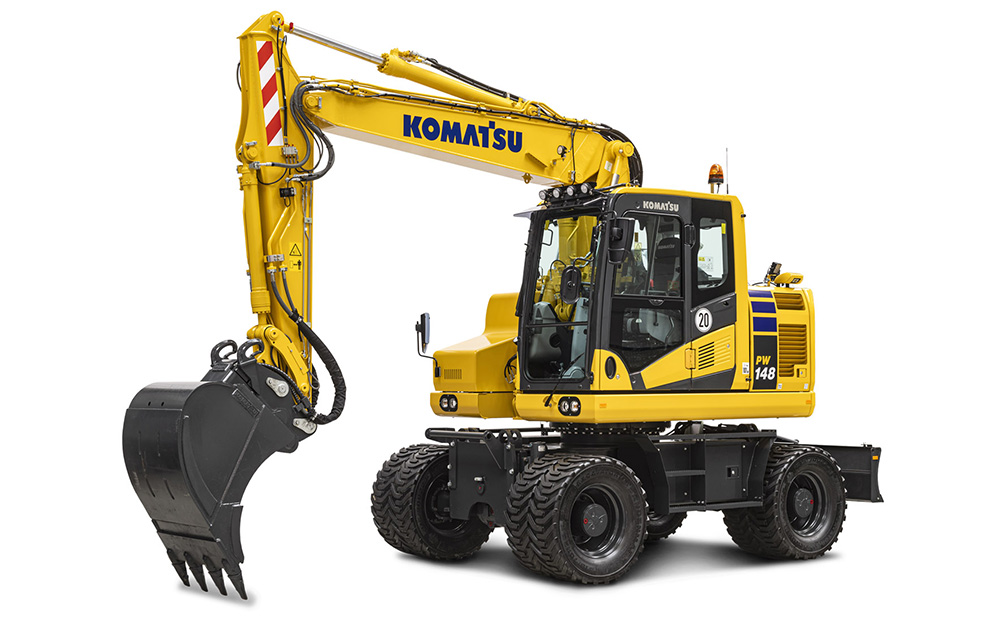 Komatsu has fitted new low emission engines to its wheeled excavators Komatsu has fitted new low emission engines to its wheeled excavators