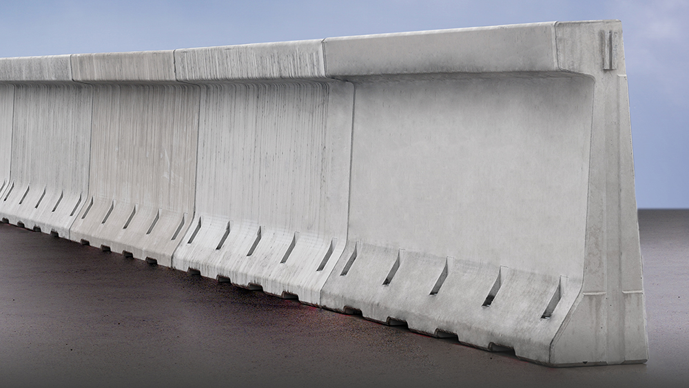 The anchored REBLOC 185A precast concrete barrier offers the best protection against errant vehicles The anchored REBLOC 185A precast concrete barrier offers the best protection against errant vehicles