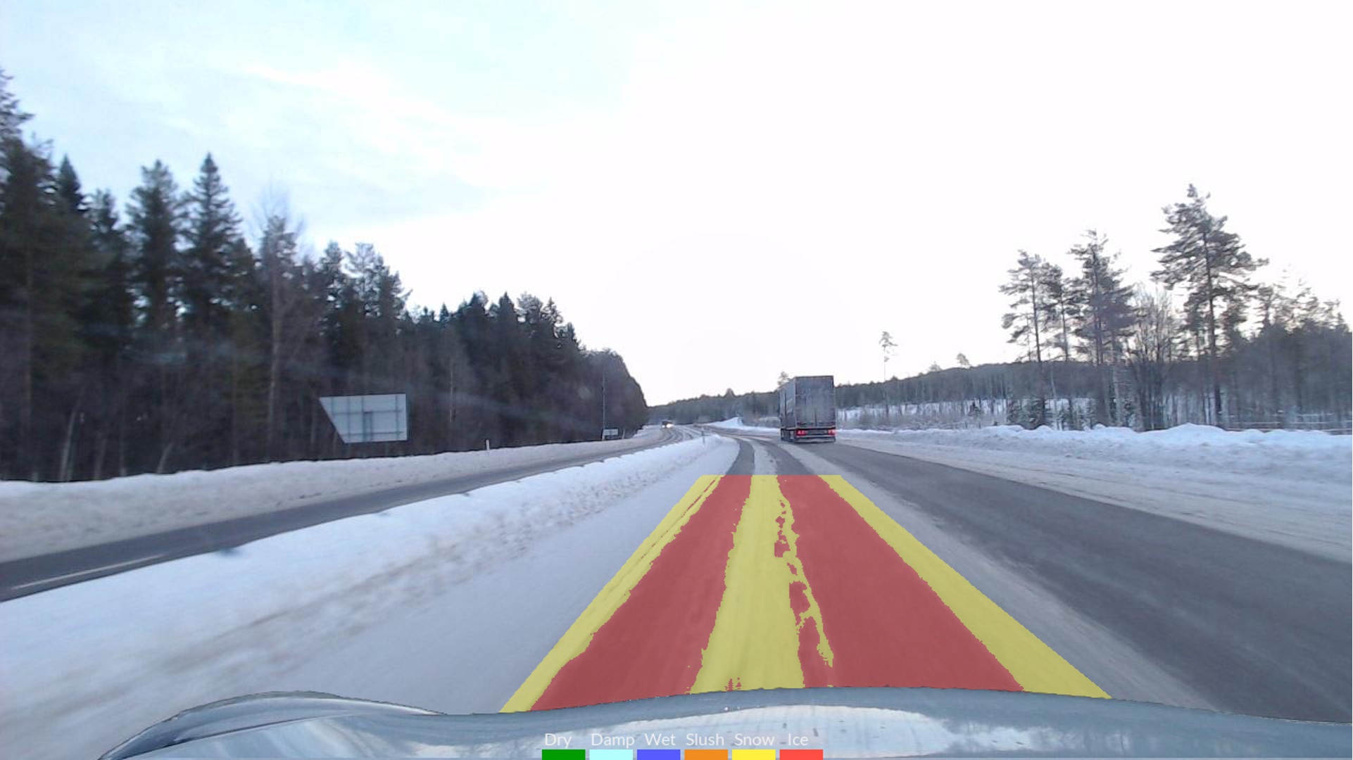 The AHEAD solution from Klimator can detect the road condition, in real-time, 25m ahead of a vehicle (image courtesy Klimator)