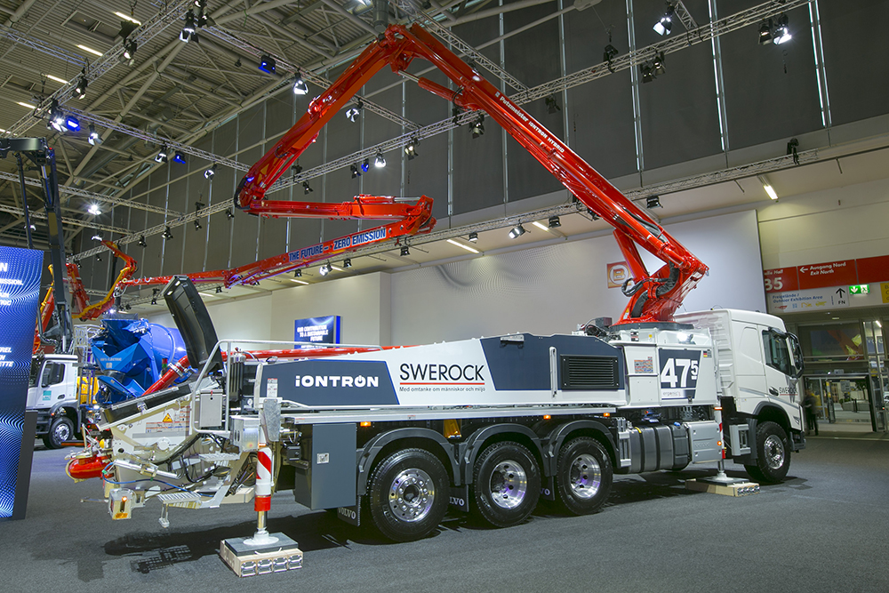 Putzmeister’s iONTRON hybrid truck-mounted concrete pump Putzmeister’s iONTRON hybrid truck-mounted concrete pump