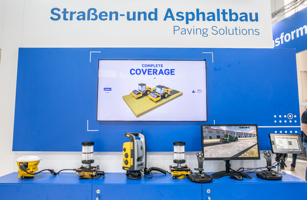 Trimble claims high accuracy for its asphalt paving control system Trimble claims high accuracy for its asphalt paving control system