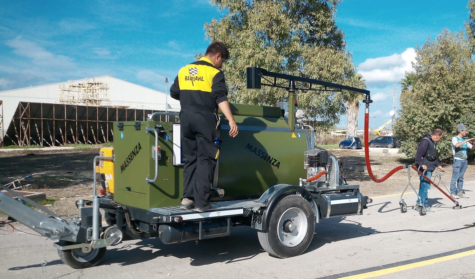 Green for go: the proven Sealmass M5from Massenza is headed to Italy’s Sigonella air base in Sicily for melting sealing compound and applying it in cracks and joints on the runway and surrounding areas (image courtesy Massenza) Green for go: the proven Sealmass M5from Massenza is headed to Italy’s Sigonella air base in Sicily for melting sealing compound and applying it in cracks and joints on the runway and surrounding areas (image courtesy Massenza)