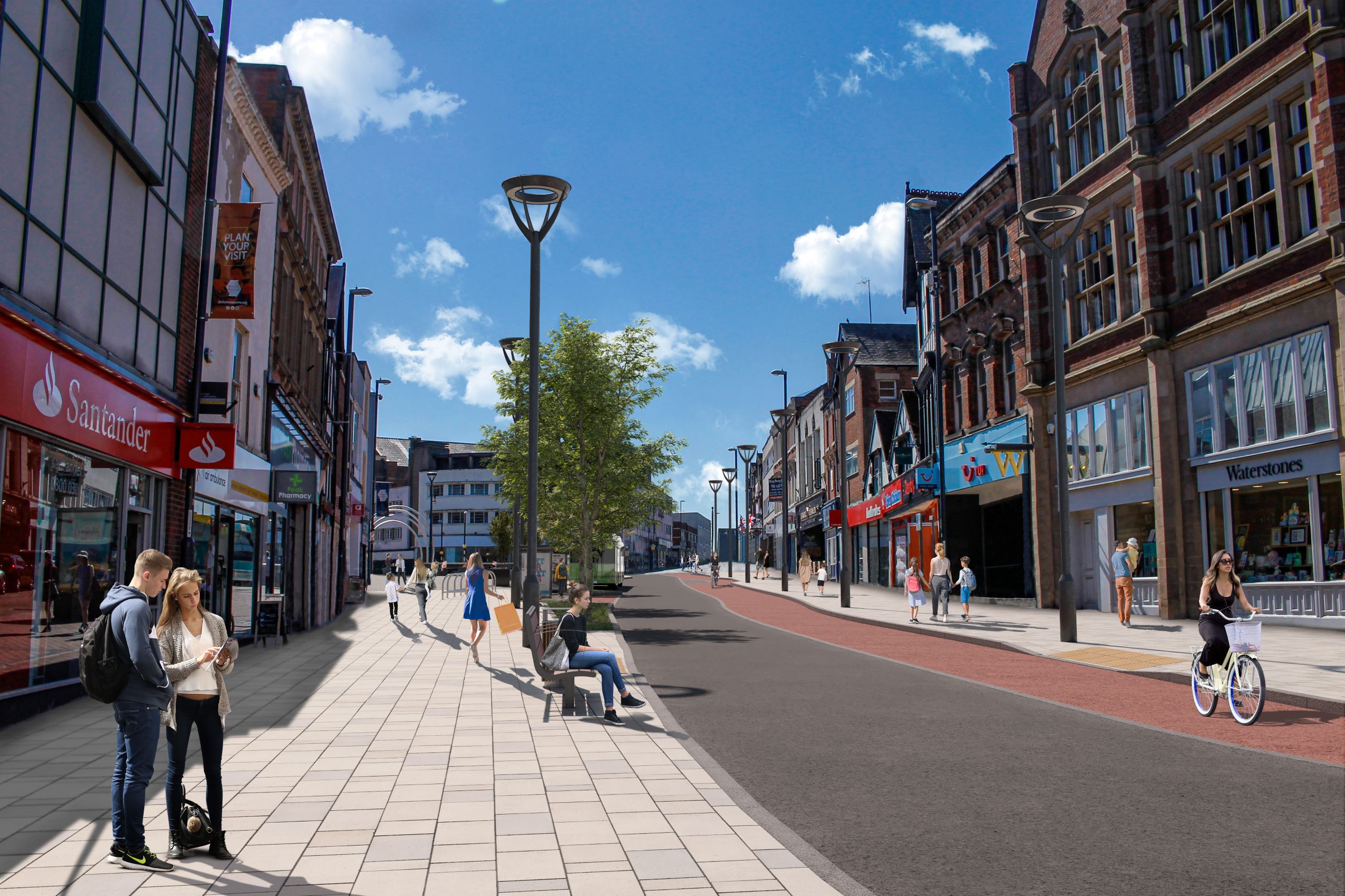 The Eco CSK Kerb and CSK cycle kerbs replicate the look of natural granite but with a third less carbon footprint, according to the manufacturer (artist image courtesy Charcon)