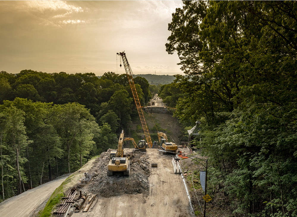 Preparation work was carried out initially for the West Approach at the Fern Hollow bridge (Image courtesy of HDR Inc) Preparation work was carried out initially for the West Approach at the Fern Hollow bridge (Image courtesy of HDR Inc)