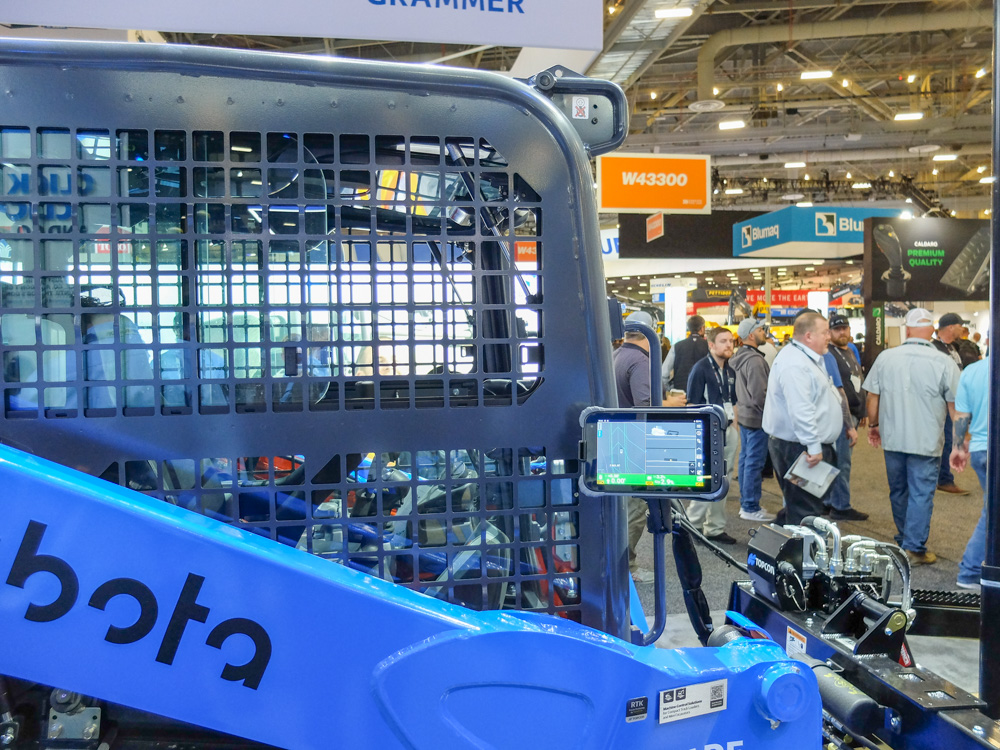 Topcon is now offering a machine control package for use with compact machines Topcon is now offering a machine control package for use with compact machines