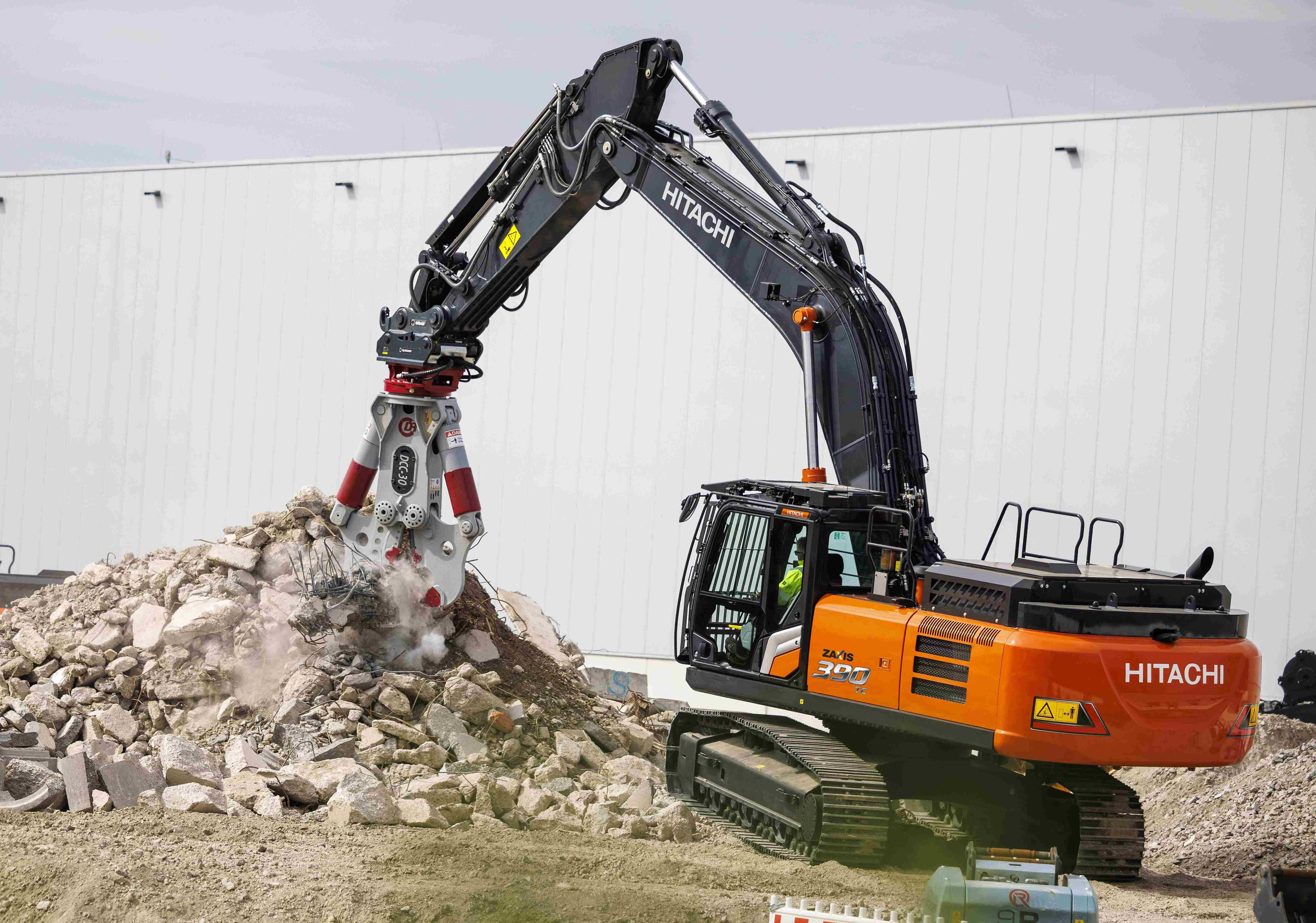 The Hitachi ZX390TC-7 is a new tool carrier model specially adapted to work with larger working tools (image Guy Woodford)