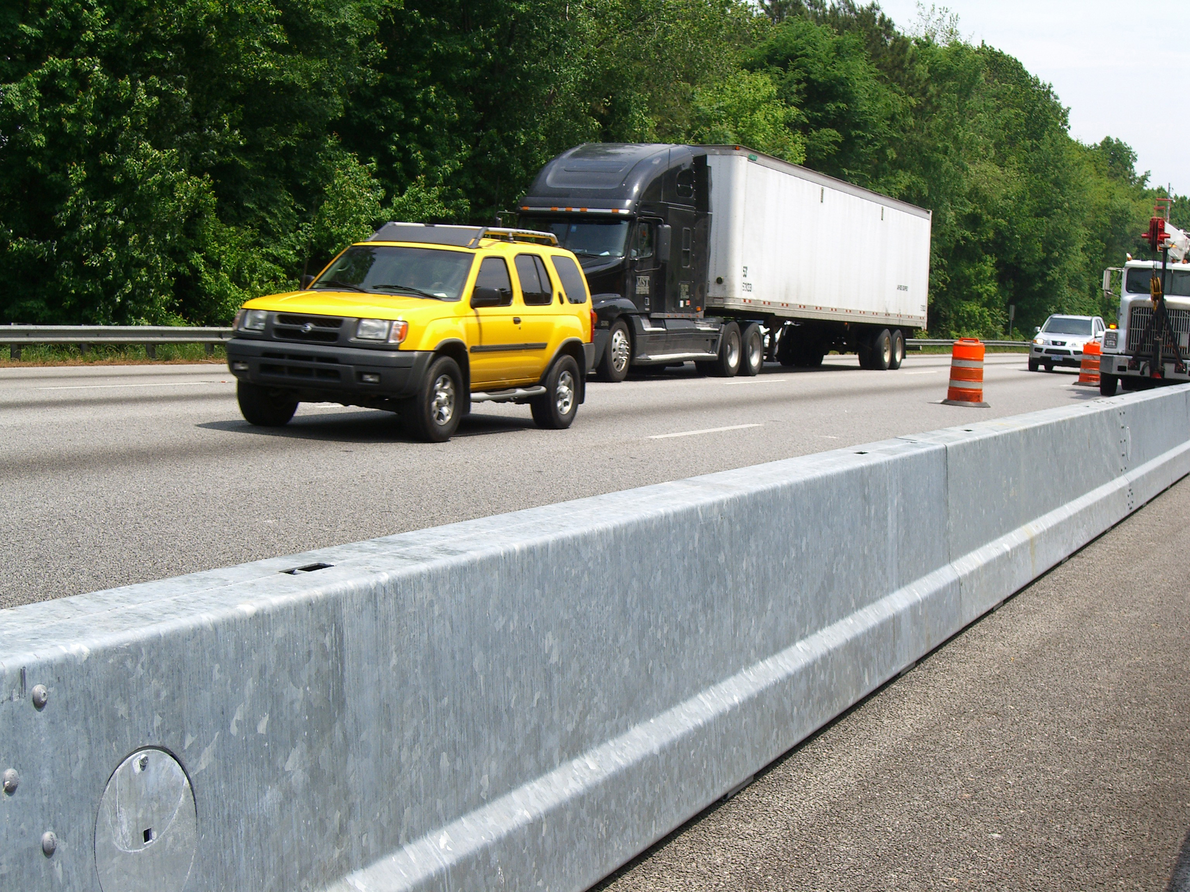 Barrier Systems' high containment BarrierGuard 800 barrier. Supplied by Highway Care, it has been deployed along a busy stretch of the M27 motorway in the UK barrier systems BarrierGuard 800