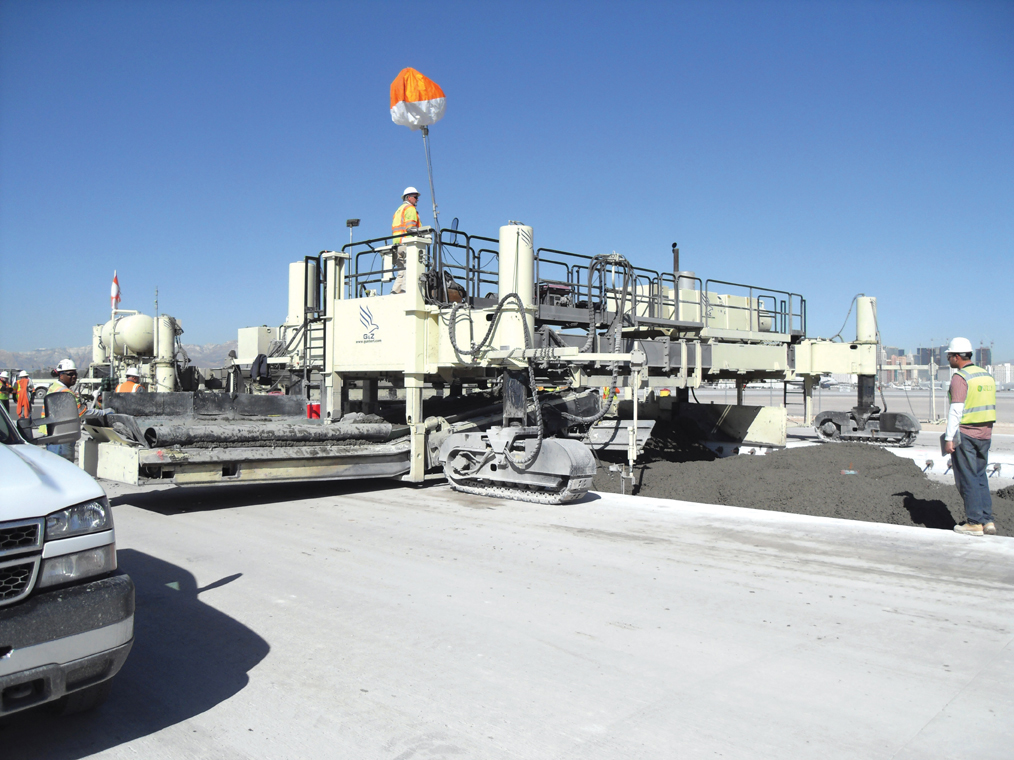 A large Guntert & Zimmerman concrete paver has been used at the busy Las Vegas international airport. A large Guntert & Zimmerman concrete paver has been used at the busy Las Vegas international airport.