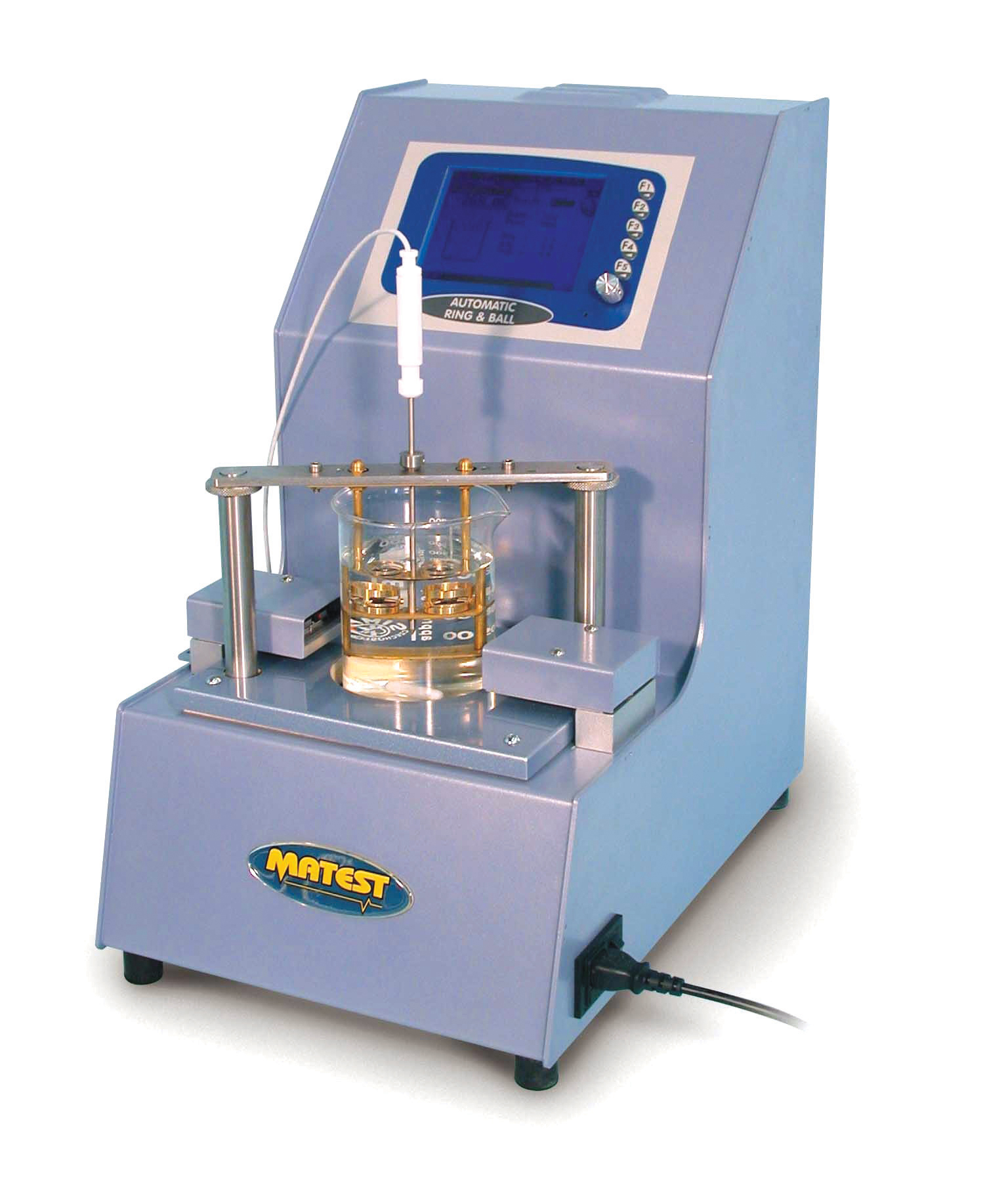 Matest's new product, the B070 Automatic Digital Ring and Ball apparatus for determining the softening point of asphalts and tar pitches B070 Automatic Digital Ring and Ball apparatus